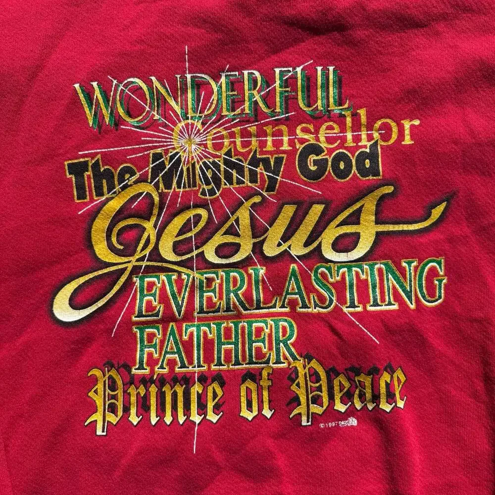 Vintage 1997 'Wonderful Counsellor Mighty God' Graphic Sweatshirt